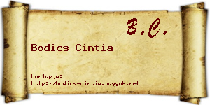 Bodics Cintia névjegykártya